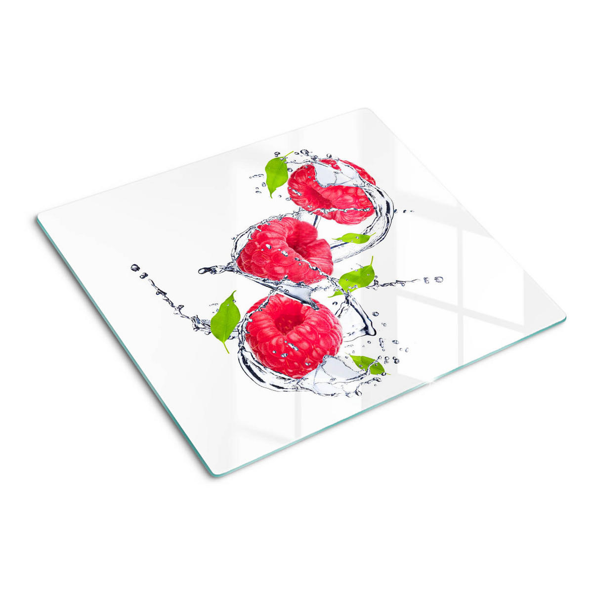 GLASPLATTE 60x52 cm Himbeere und Wasser - Pink, Glas (60/0.4/52cm) - TULUP