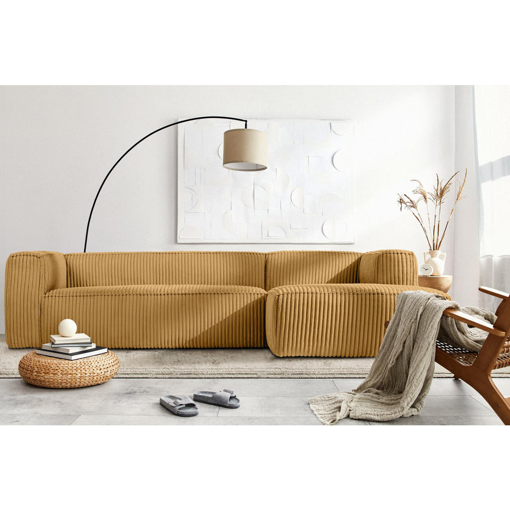 Thumbnail - Konsimo® Ecksofa-Rechts, Gelb, Textil, L-Form,L-Form, 305x175 cm, Wohnzimmer, Sofas & Couches, Wohnlandschaften, Ecksofa...
