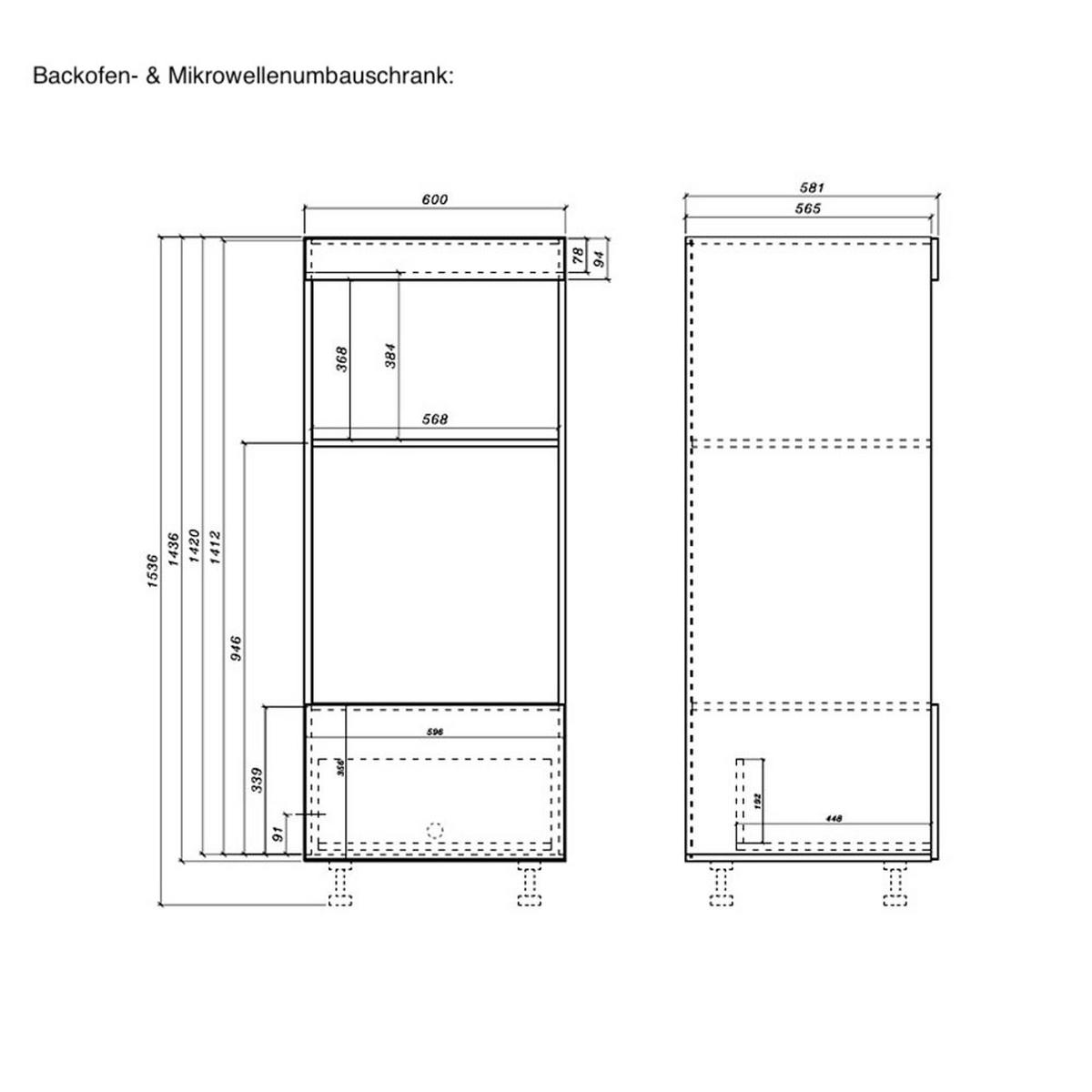 KÜCHENLEERBLOCK Bonn Weiß / Weiß Matt, Arbeitsplatte Eiche Sonoma 10-teilig - Weiß, Holzwerkstoff/Metall (204/204/124cm) - Feldmann-Wohnen