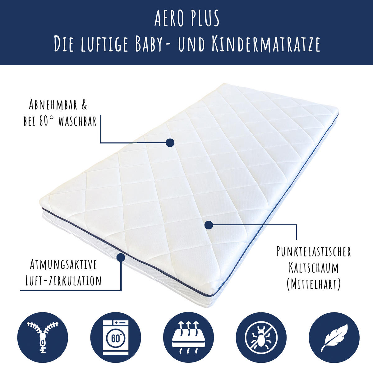 KINDERMATRATZE 70x140 cm 10cm hoch - Weiß, Naturmaterialien (70/140cm) - Kids Collective