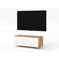 LOWBOARD Loriano 100 Eiche Wotan, Weiß Hochglanz 100/34/32 cm – TV Board - Braun/Weiß, Holzwerkstoff/Kunststoff (100/34/32cm) - AX Living