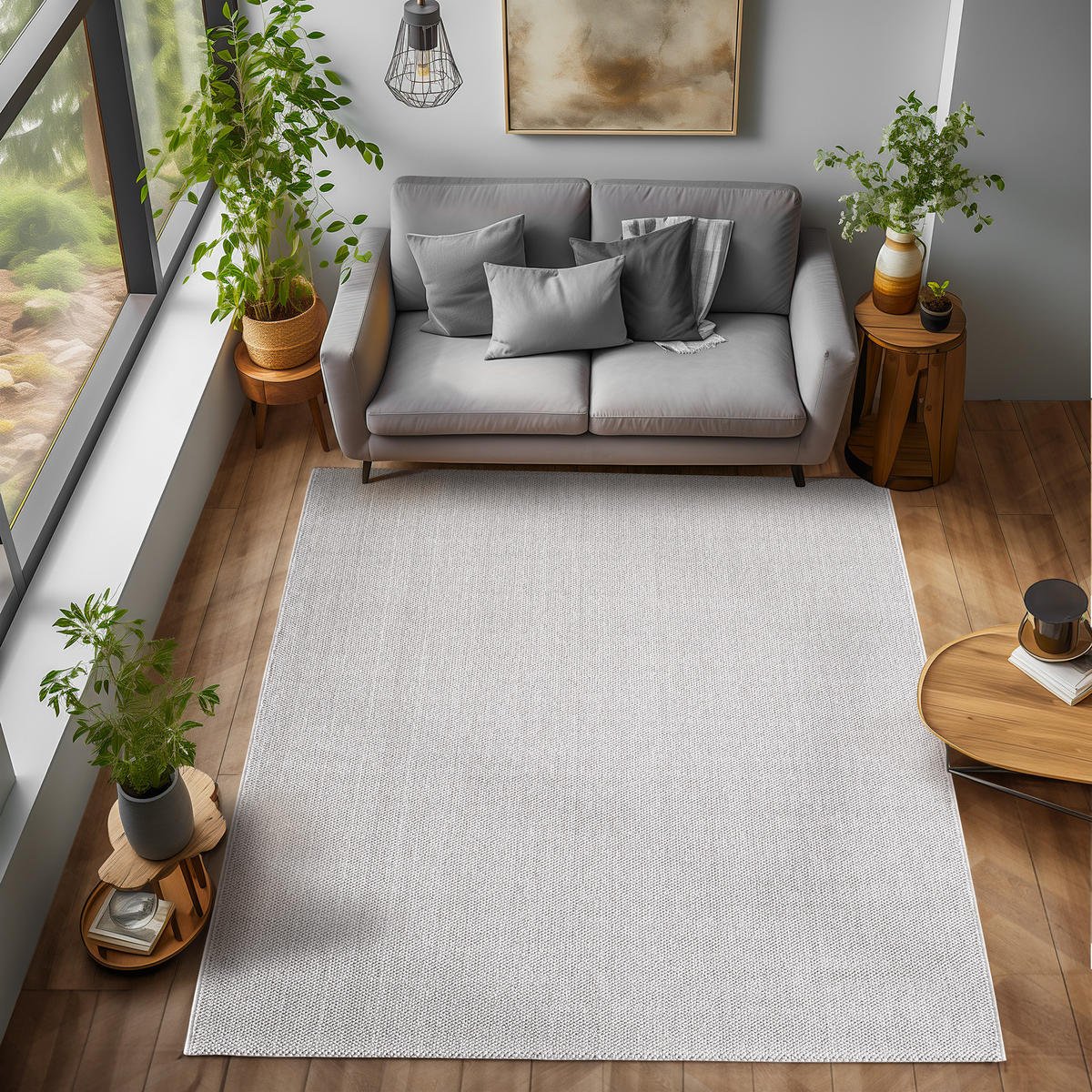 TEPPICH Kurzflor Flachgewebe Uni-Design Polypropylen Wohnzimmer Silber Rechteckig 240x340 - Silberfarben, Textil (240/340cm) - KADIMA DESIGN