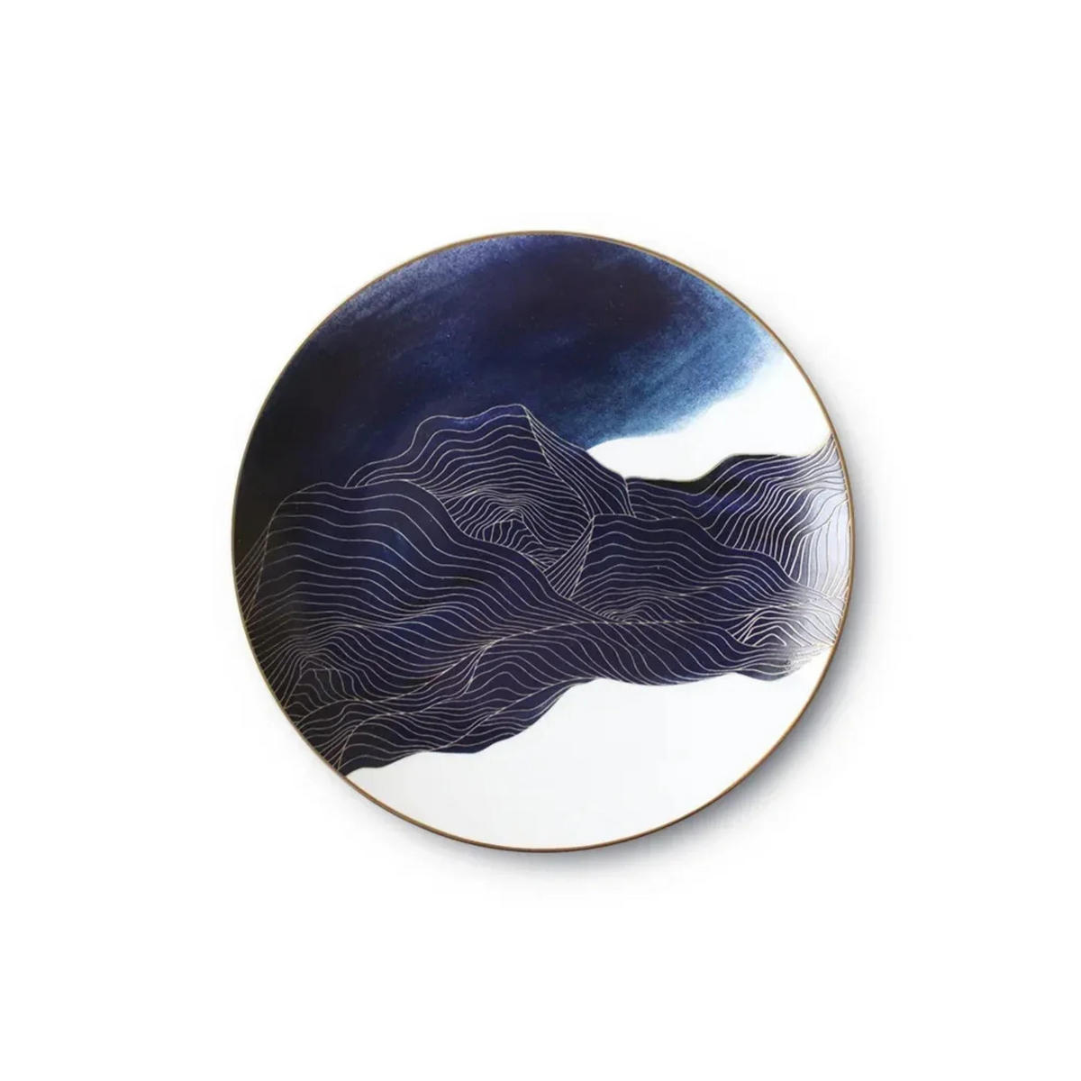 TELLERSET Blue Marble Bone China Blau Gold 4tlg Ø30 Ø27 Ø20 Ø16 cm - Blau, Keramik (30/2/2cm) - Quality Elegance