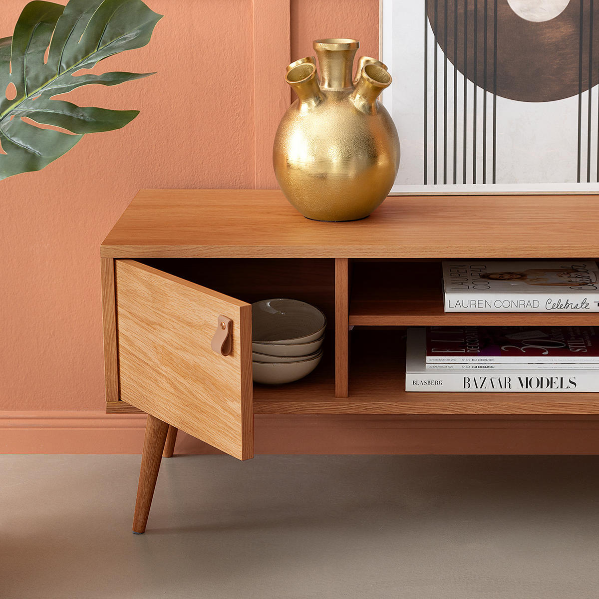 TV-LOWBOARD - Echtholzfurnier Eiche, 120 cm - Braun, Holzwerkstoff (120/45/40cm) - home24