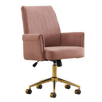 DREHSTUHL 64/61/107 cm Pink aus Cord mit ergonomischer Rückenlehne und goldfarbenem Gestell - Pink, Textil (61/107/64cm) - OKWISH