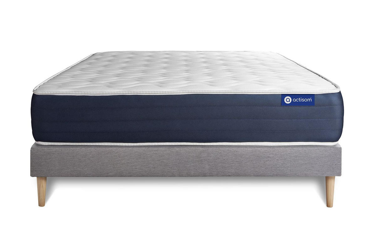 BETT Actimemo sleep Memory-Schaum 140 x 200 cm h1 - Kit Bettgestell Grau - Beige/Grau, Holz (140/200cm) - ACTISOM