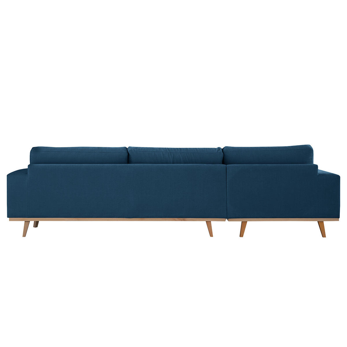 ECKSOFA mit Longchair - Buchefarben/Blaugrau, Buchenholz/Textil (281/153cm) - home24