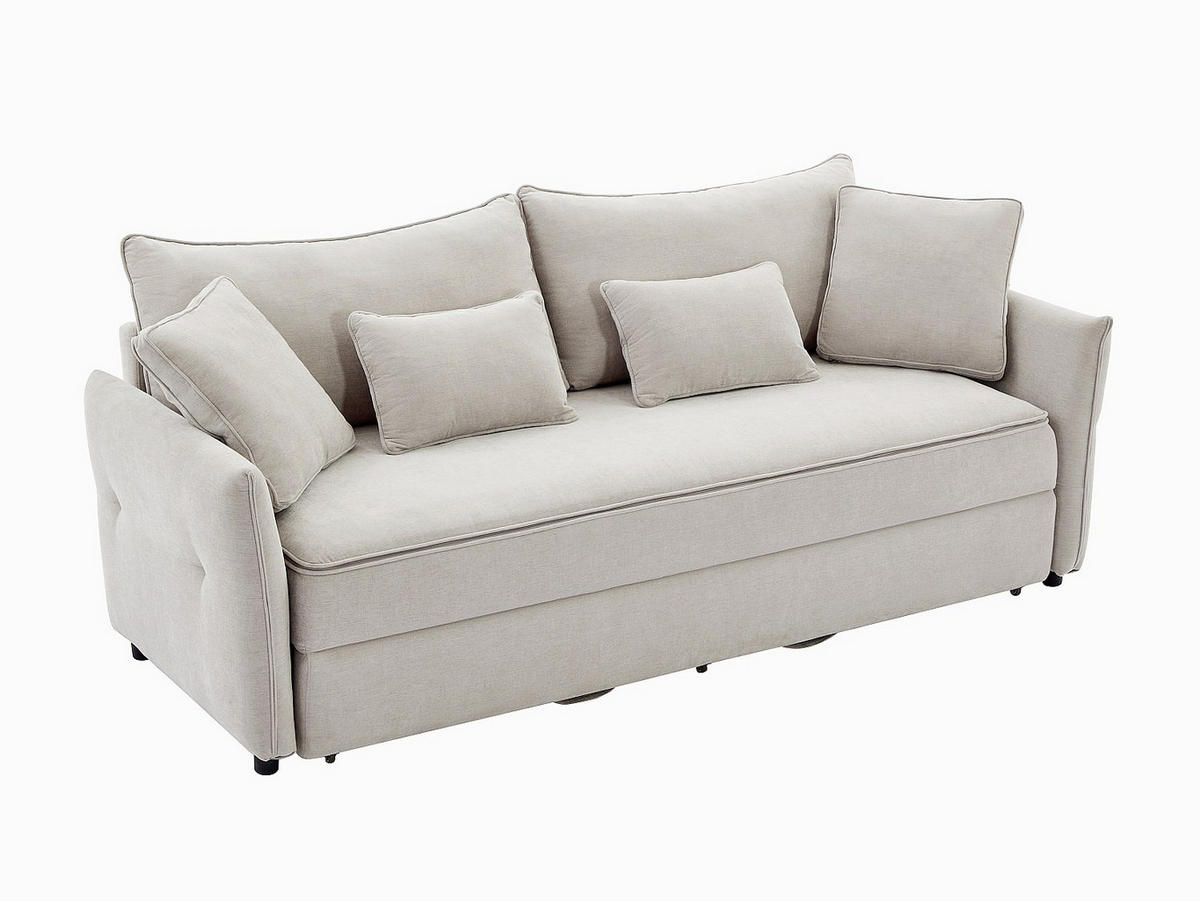 SCHLAFSOFA - 3 Personen - stoff - beige Sitala - Beige, Textil (220/92/87cm) - Vente-Unique