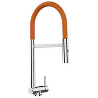 VORFENSTER-KÜCHENARMATUR, Umklappbar 4,5 CM, Verchromt und Orange, 2-Strahl-Brause - Orange, Metall (21.3/44.4/21.3cm) - VIZIO