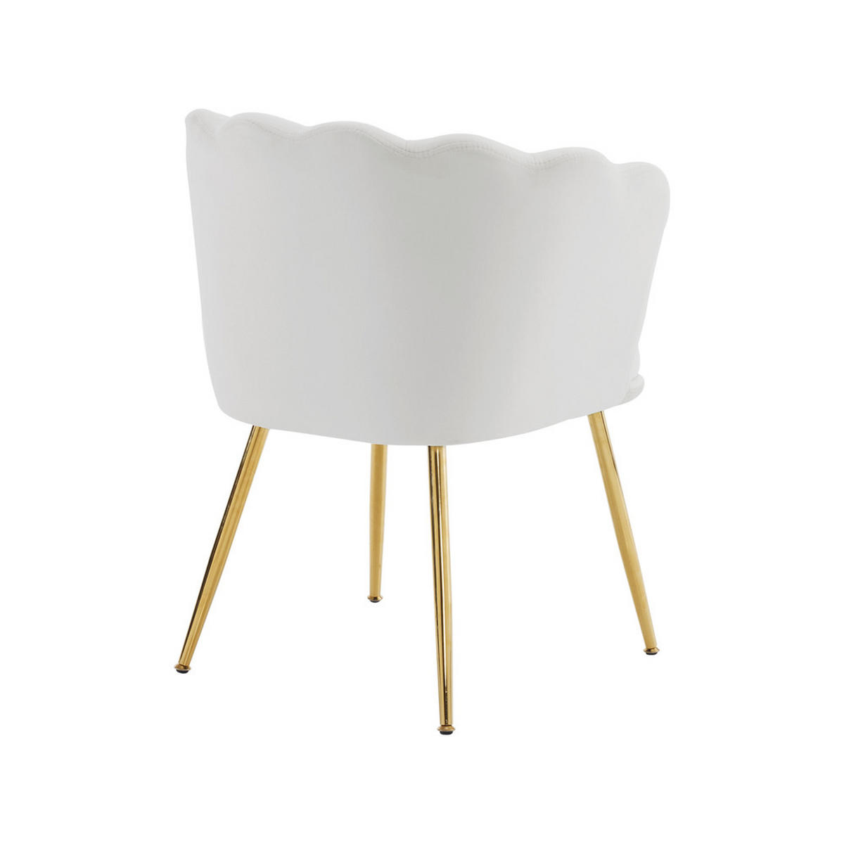 SESSEL Samt Blütenblatt-Rückenlehne Goldfüße & Kissen Beige - Beige, Holz (62/43/54cm) - FLIEKS