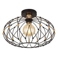 DECKENLEUCHTE GREYS, Schwarz, Gitteroptik - Schwarz, Metall (40/40/25cm) - Globo Lighting