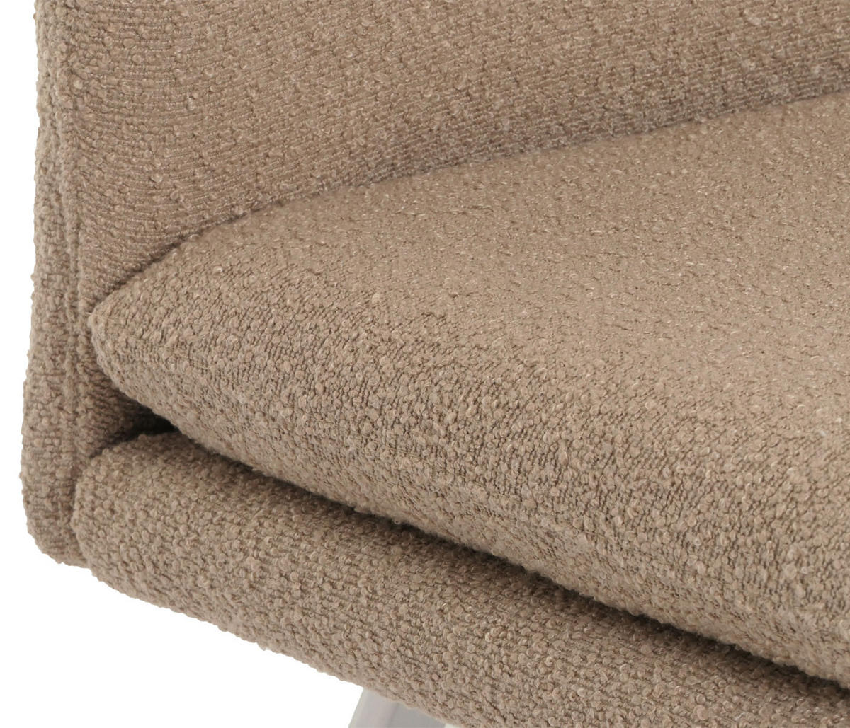 SITZBANK 93x180x58cm Sitzhöhe 51cm Lehne Stoff/Textil Bouclé Edelstahl gebürstet 180cm Coffee-Braun - Braun, Textil (180/93/58cm) - BERLINLODGE