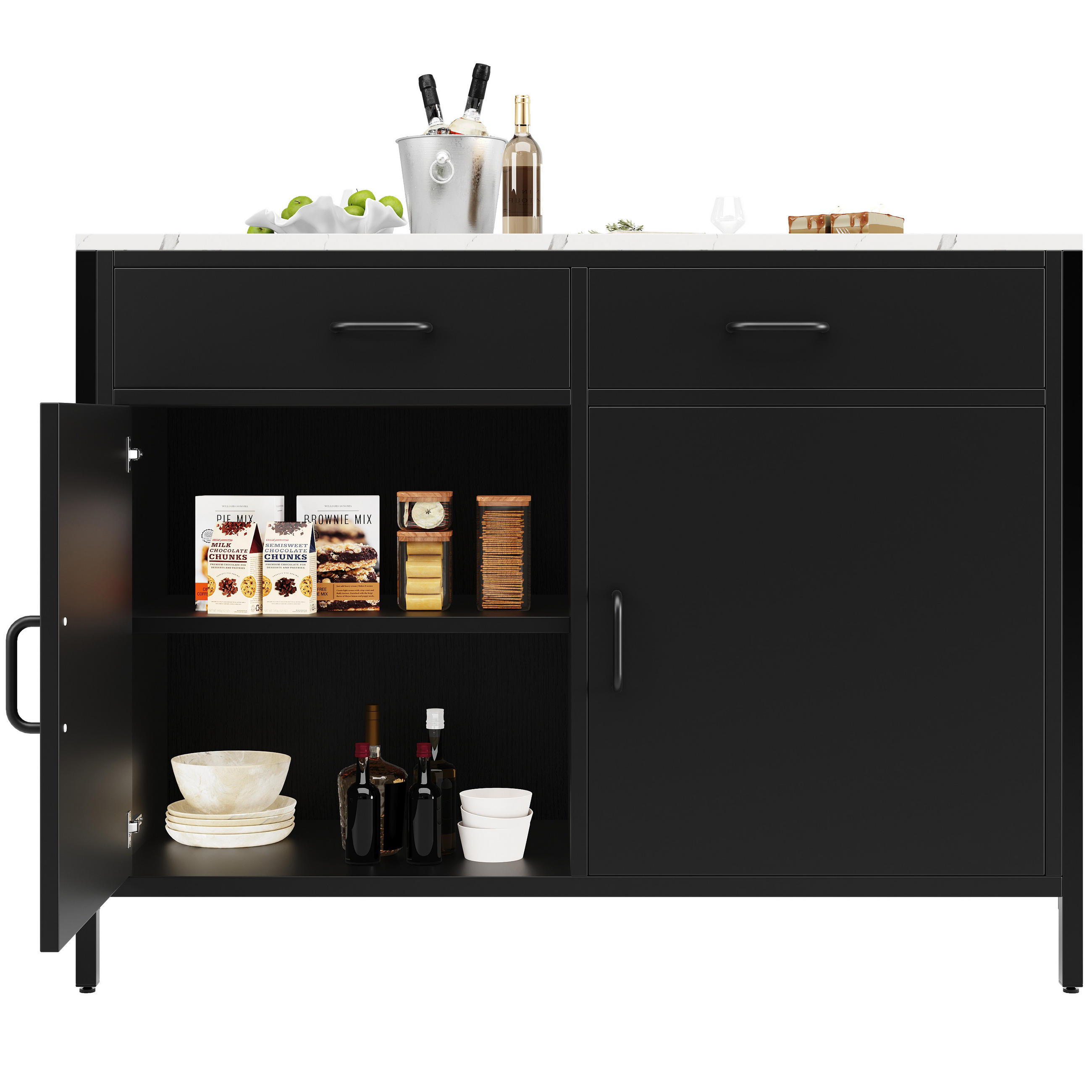 STEHTISCH Schwarz-Marmoroptik 100/90/90 cm - Schwarz, Holzwerkstoff (100/90/90cm) - PANGIVO