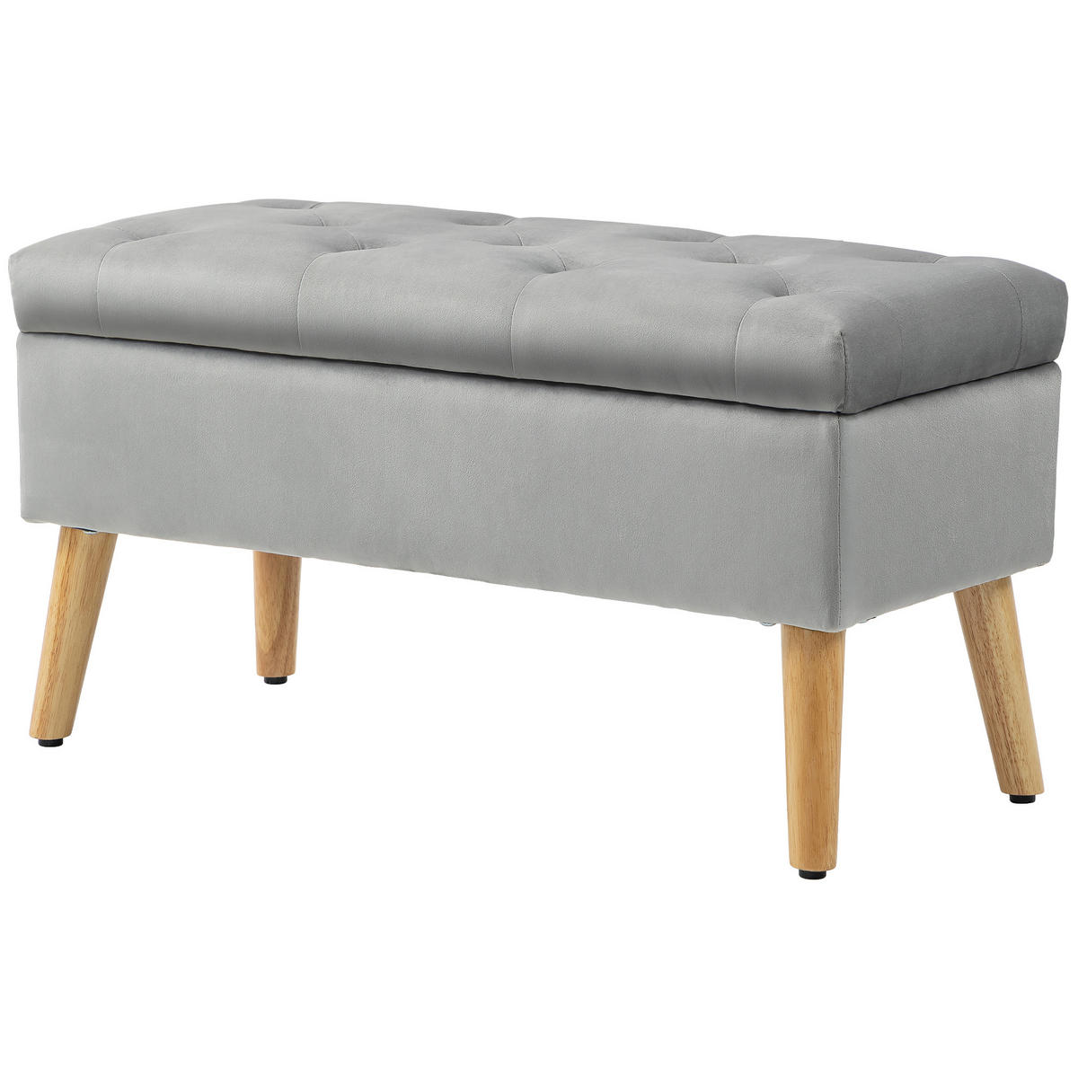 TRUHENBANK DE-16393 mit Stauraum und Samtbezug Grau - Grau, Textil (80/42/35cm) - ComfortXL