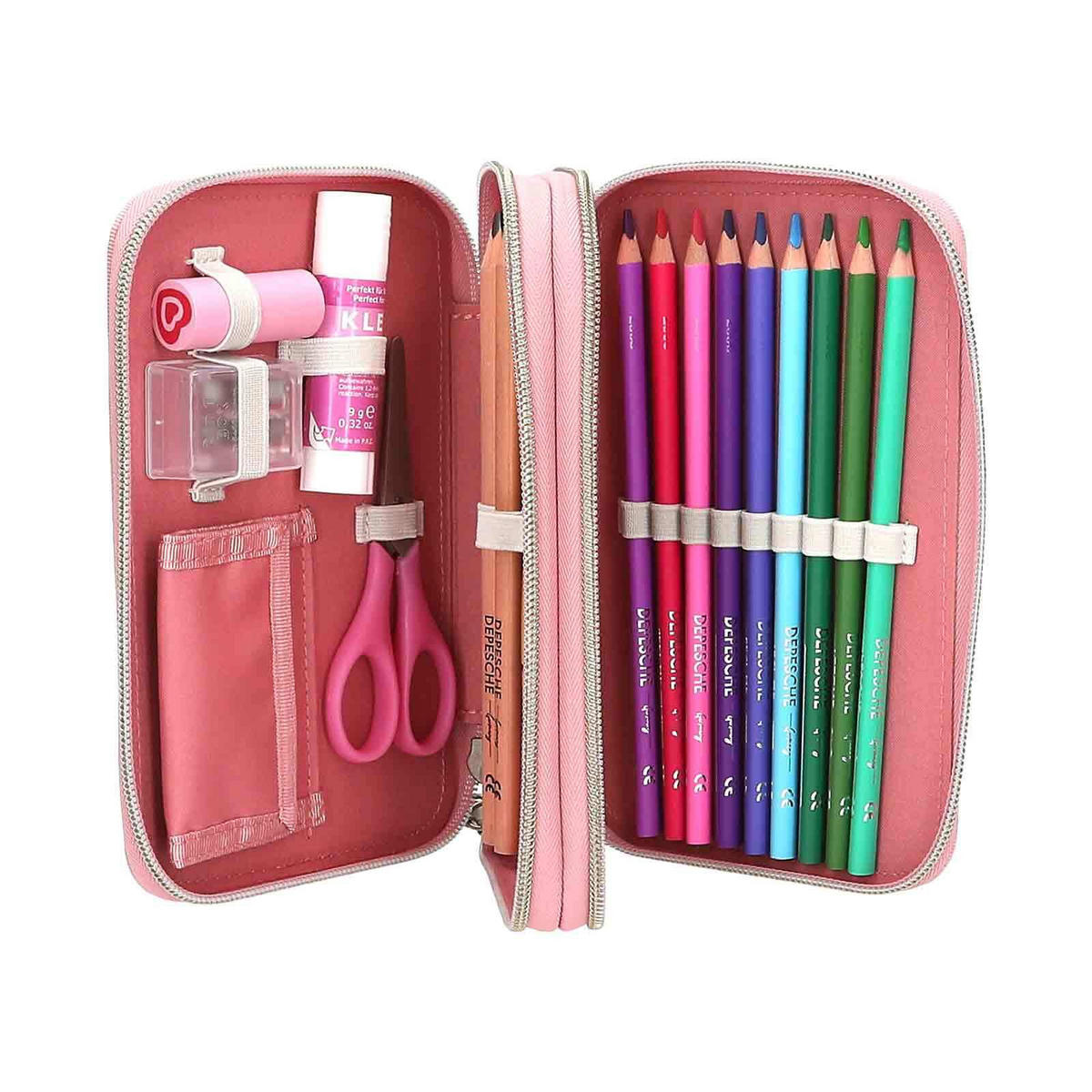 2-FACH FEDERTASCHE HEART TO HEART TOPModel rosa 5,5 x 12 x 19 cm - Rosa, Kunststoff (12/19/5.5cm) - Depesche Germany