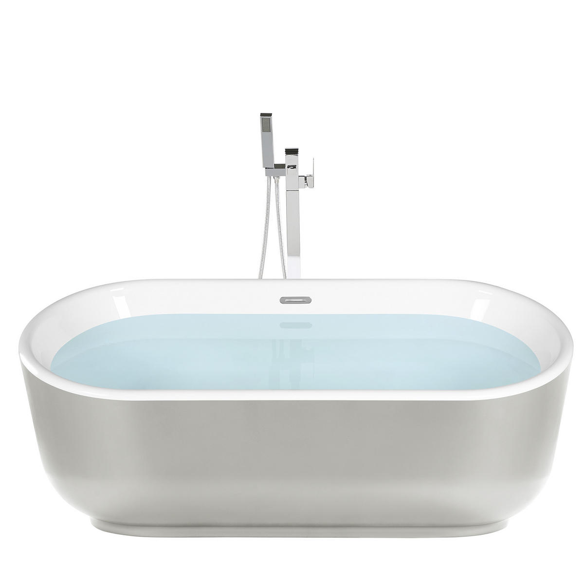 BADEWANNE FREISTEHEND 80x170x59 cm silber Pinel - Silberfarben, Kunststoff (80/59/170cm) - Beliani