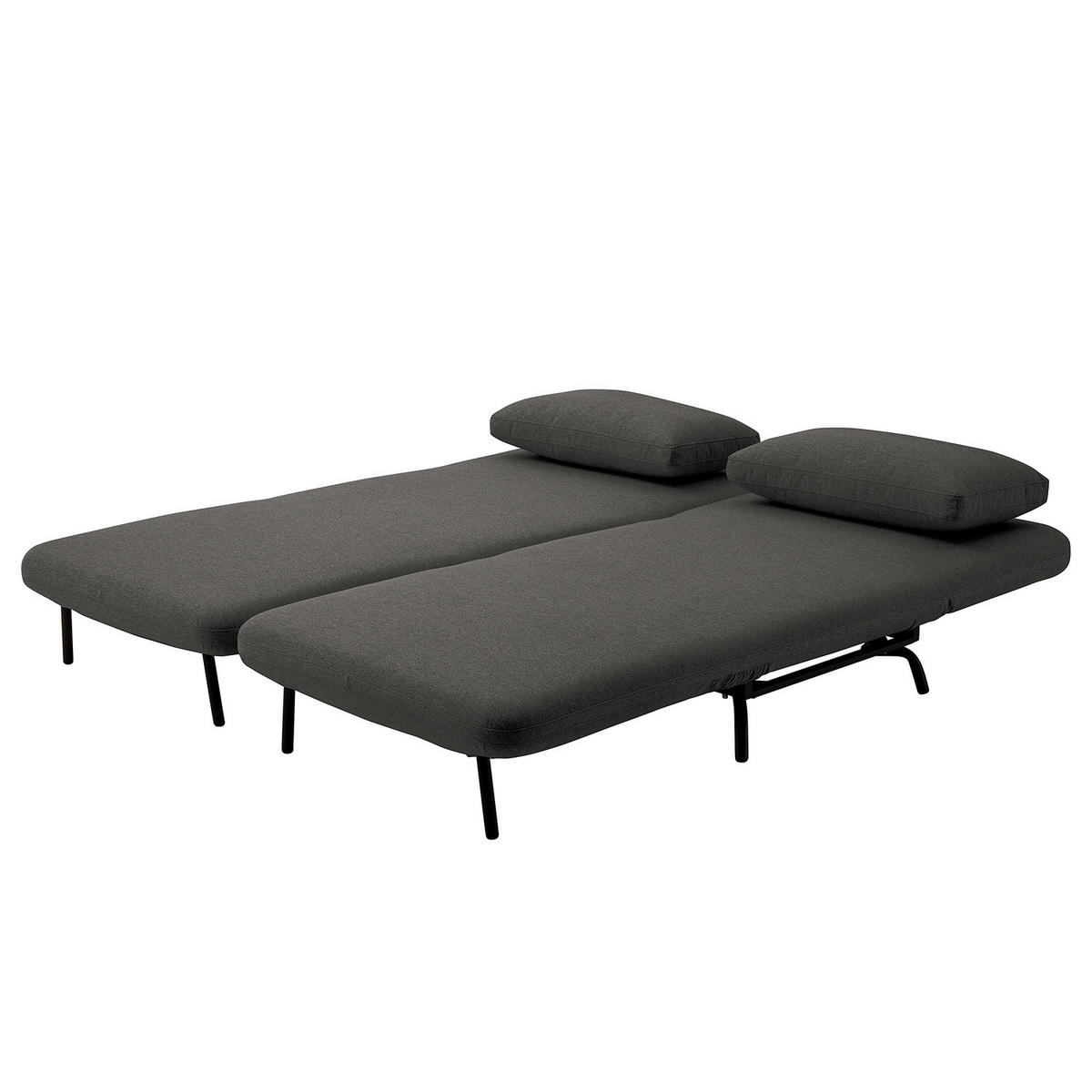 SCHLAFSOFA mit Relaxfunktion - Webstoff - Anthrazit/Schwarz, Textil/Metall (184/78/85cm) - home24