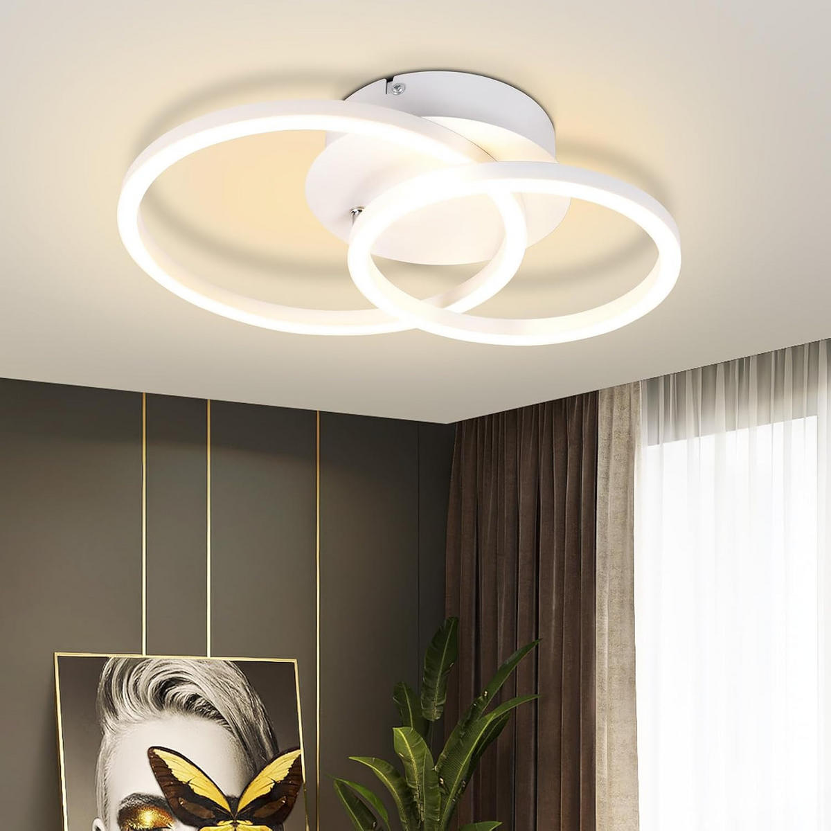 LED-DECKENLEUCHTE Eisenhainbach 25/7.4/34.4 cm - Weiß, Metall (34.4/25/7.4cm) - ZMH