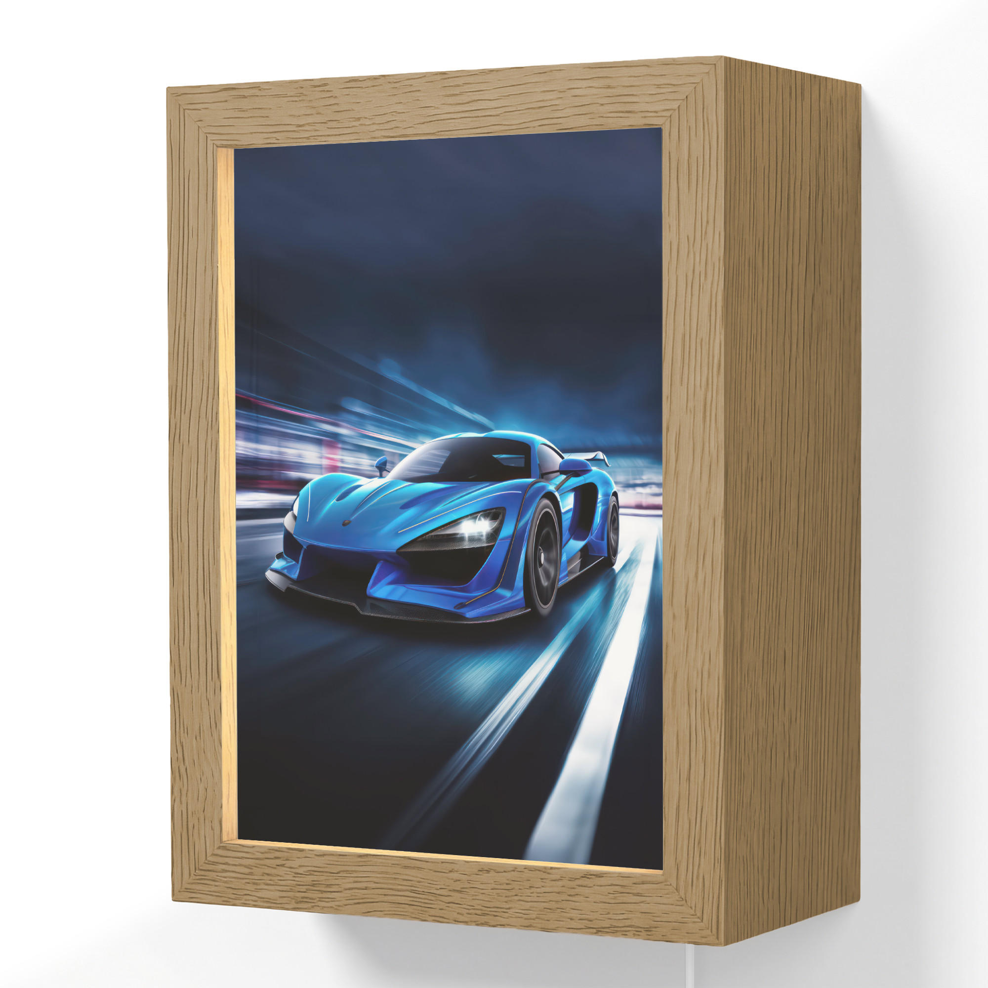NÁSTĚNNÁ LAMPA Auto - Modrá - Chlapci - Dítě 15x20 cm - modrá, kompozitní dřevo (15/20/8cm) - OnlyWow