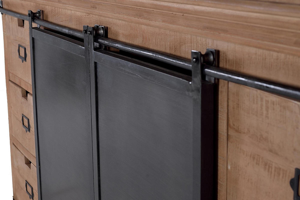 BUFFETSCHRANK aus Mangoholz und Metall - Braun, Holz (53/220/20cm) - Giner y Colomer