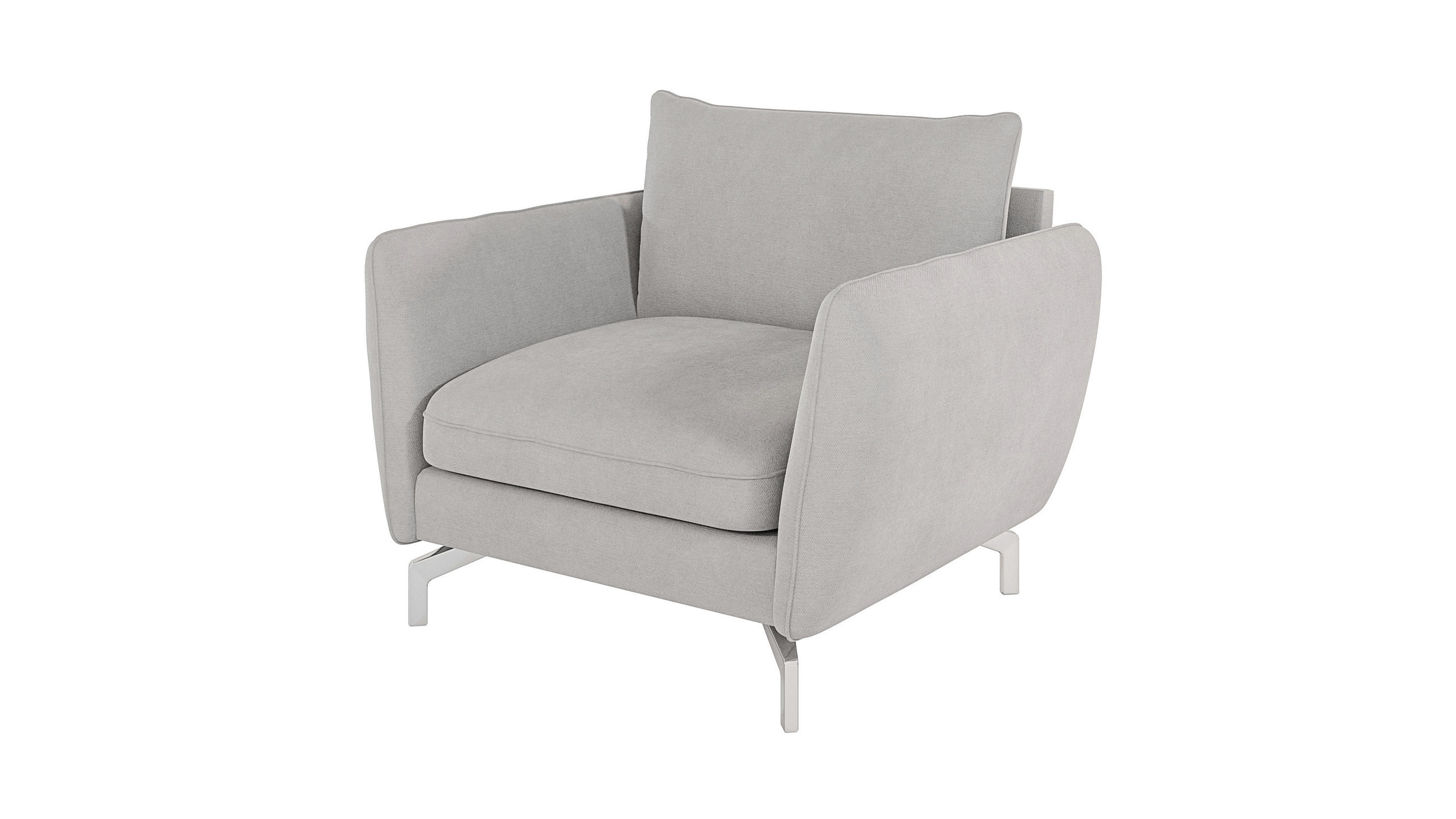 SESSEL Elou Silber Microfaser - Chromfarben/Silberfarben, Holz/Textil (103/87/92cm) - S-Style Möbel