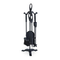 5-TLG.KAMINBESTECK-SET - Schwarz, Metall (20/60.5/20cm) - Relaxdays