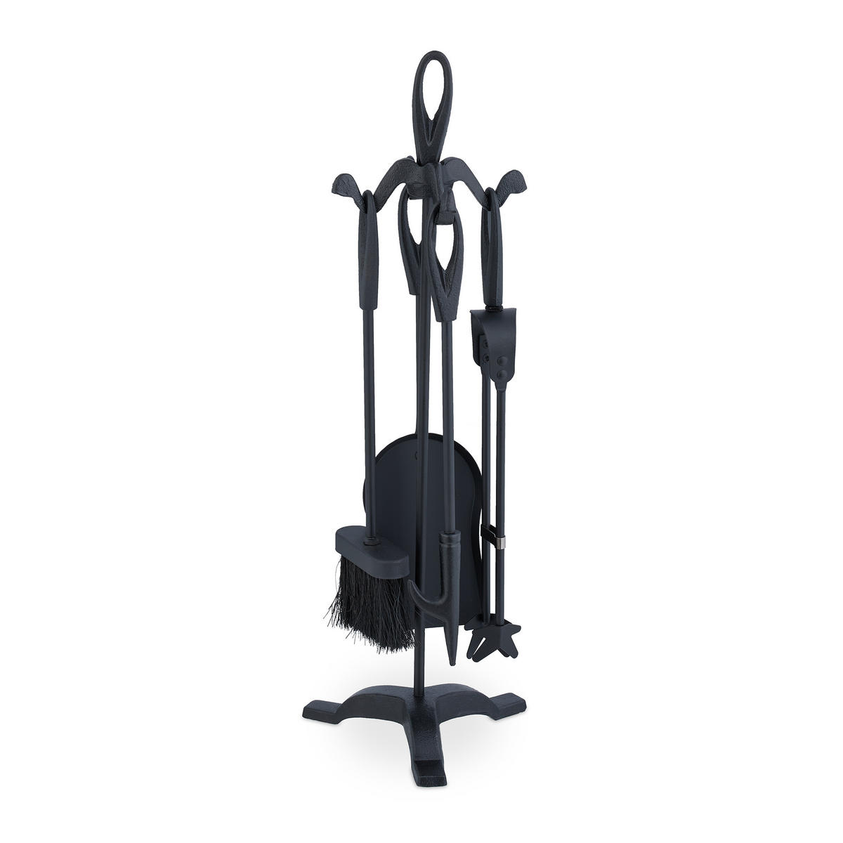 5-TLG.KAMINBESTECK-SET - Schwarz, Metall (20/60.5/20cm) - Relaxdays
