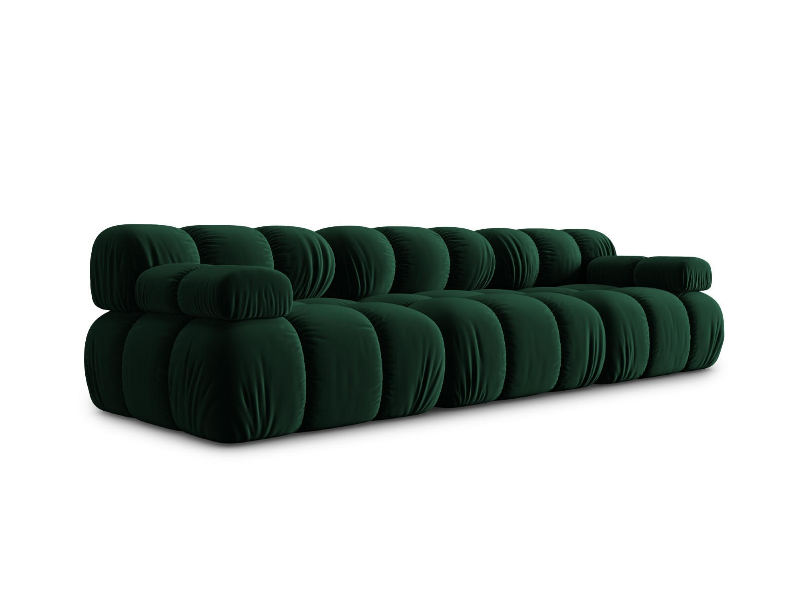MODULARES-SOFA Bellis aus Samt flaschengrün 3 Sitzplätze - Grün, Textil (94/63/282cm) - Micadoni