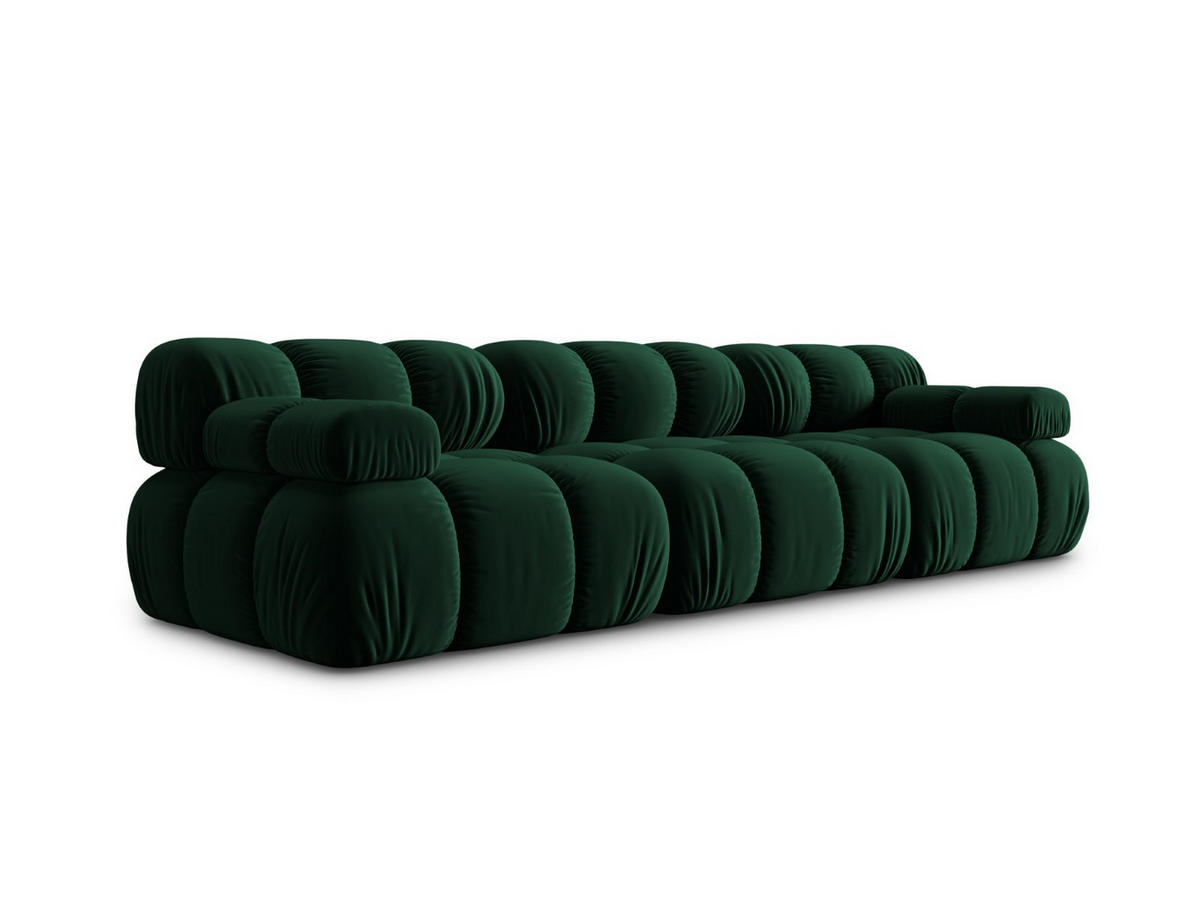 MODULARES-SOFA Bellis aus Samt flaschengrün 3 Sitzplätze - Grün, Textil (94/63/282cm) - Micadoni