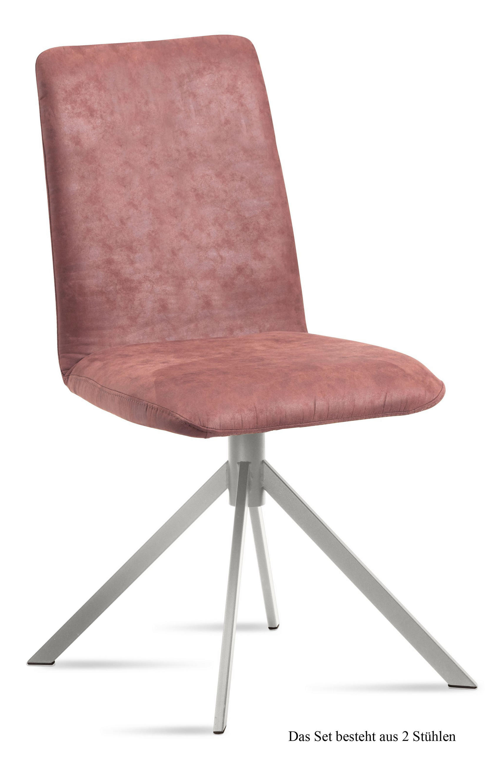 ESSZIMMERSTUHL (2er-Set) Dorice 47x92x60 Edelstahl/Rosewood - Edelstahlfarben/Dunkelrosa, Kunststoff (60/92/47cm) - 58aufmkessel