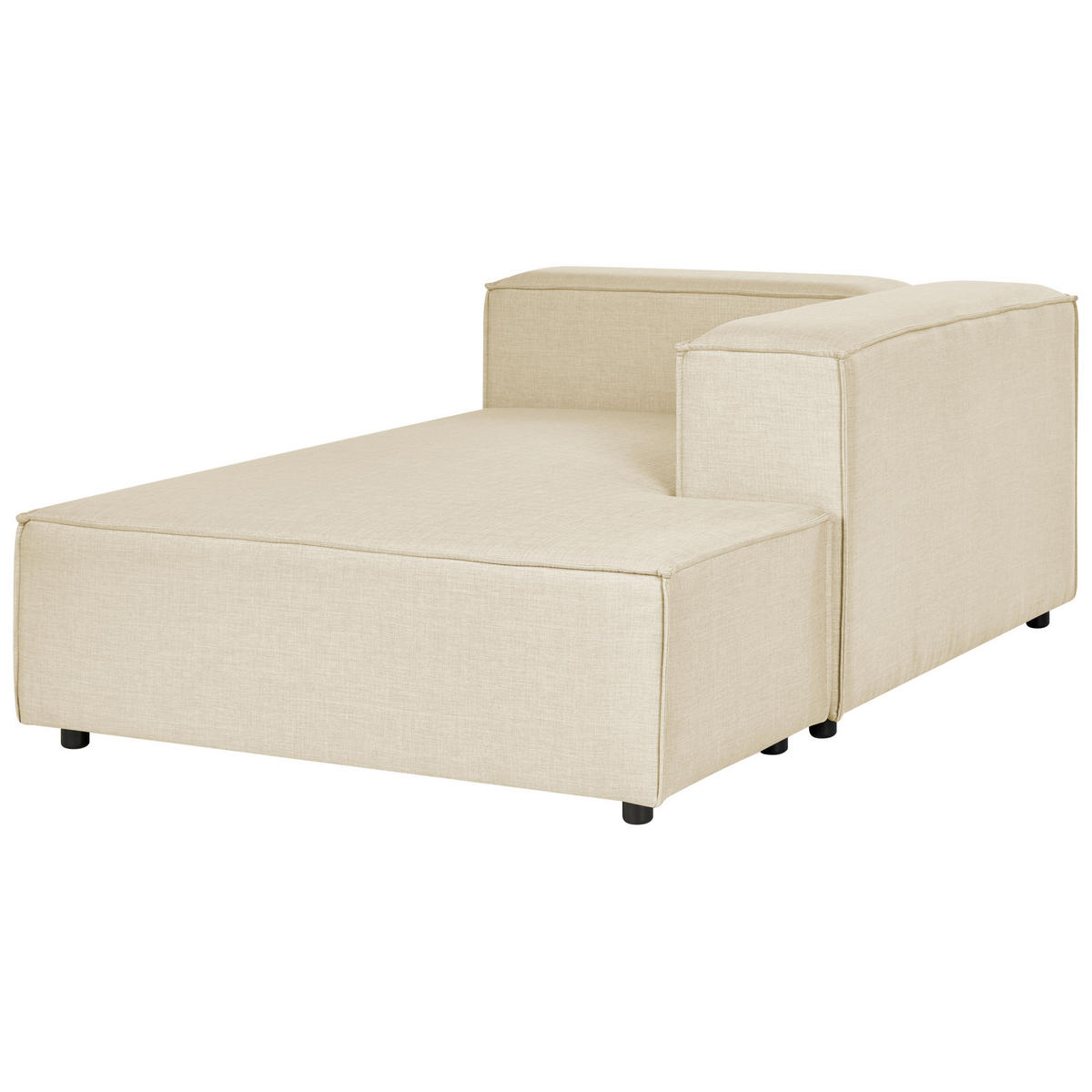 3-SITZER-ECKSOFA Leinen beige rechtsseitig Aprica - Beige/Schwarz, Textil (326/180cm) - Beliani