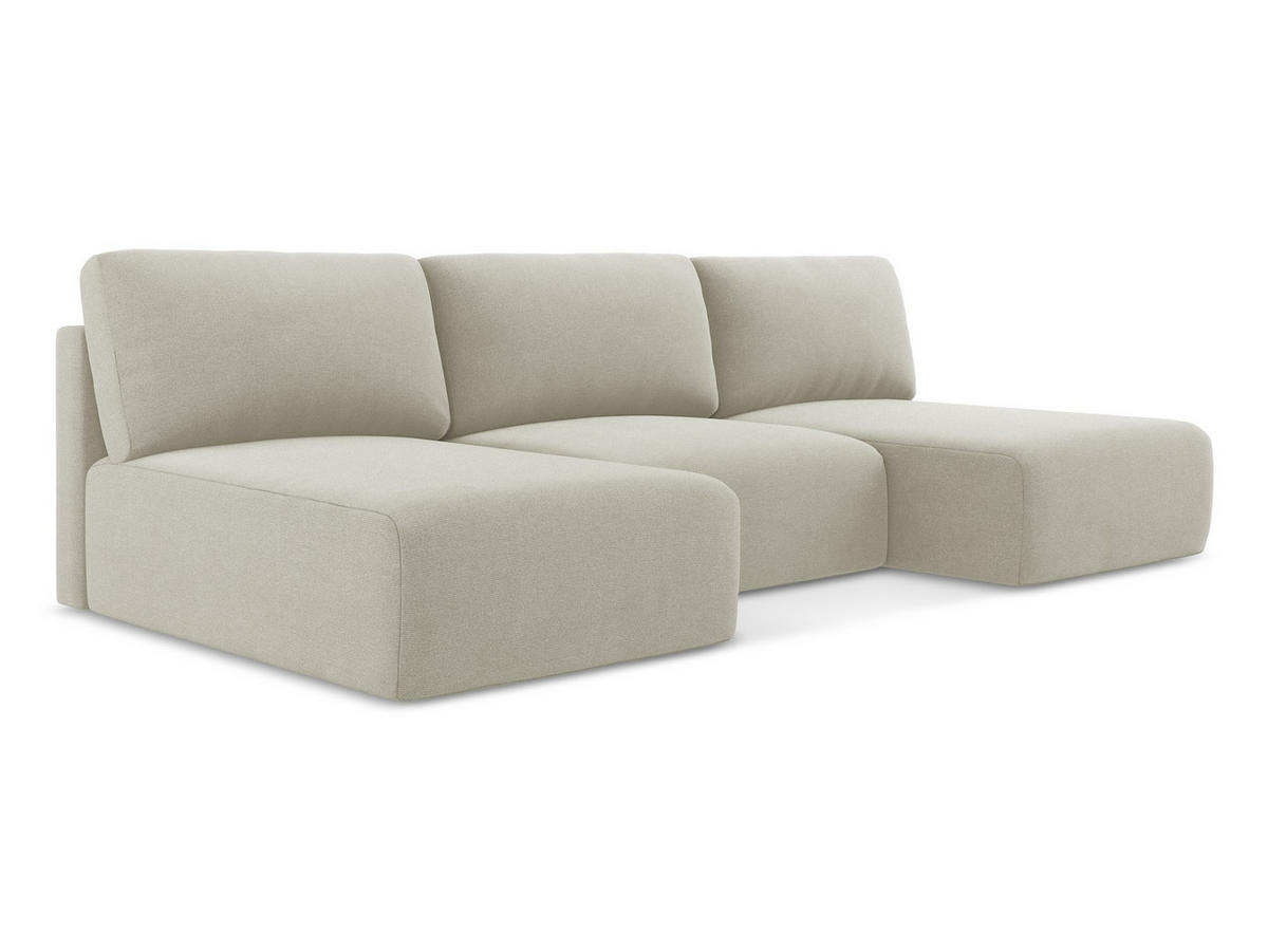 WOHNLANDSCHAFT Strukturstoff Stoff Beige - Beige/Creme, Kunststoff/Textil (304/79/149cm) - Makamii