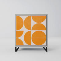 SIDEBOARD RECURRING DREAMS, Grau, 57,5x42x67,5 cm, Schwarze Metall-Rahmenfüße - Multicolor/Schwarz, Holzwerkstoff/Metall (57.5/67.5/42cm) - SpaceRebels