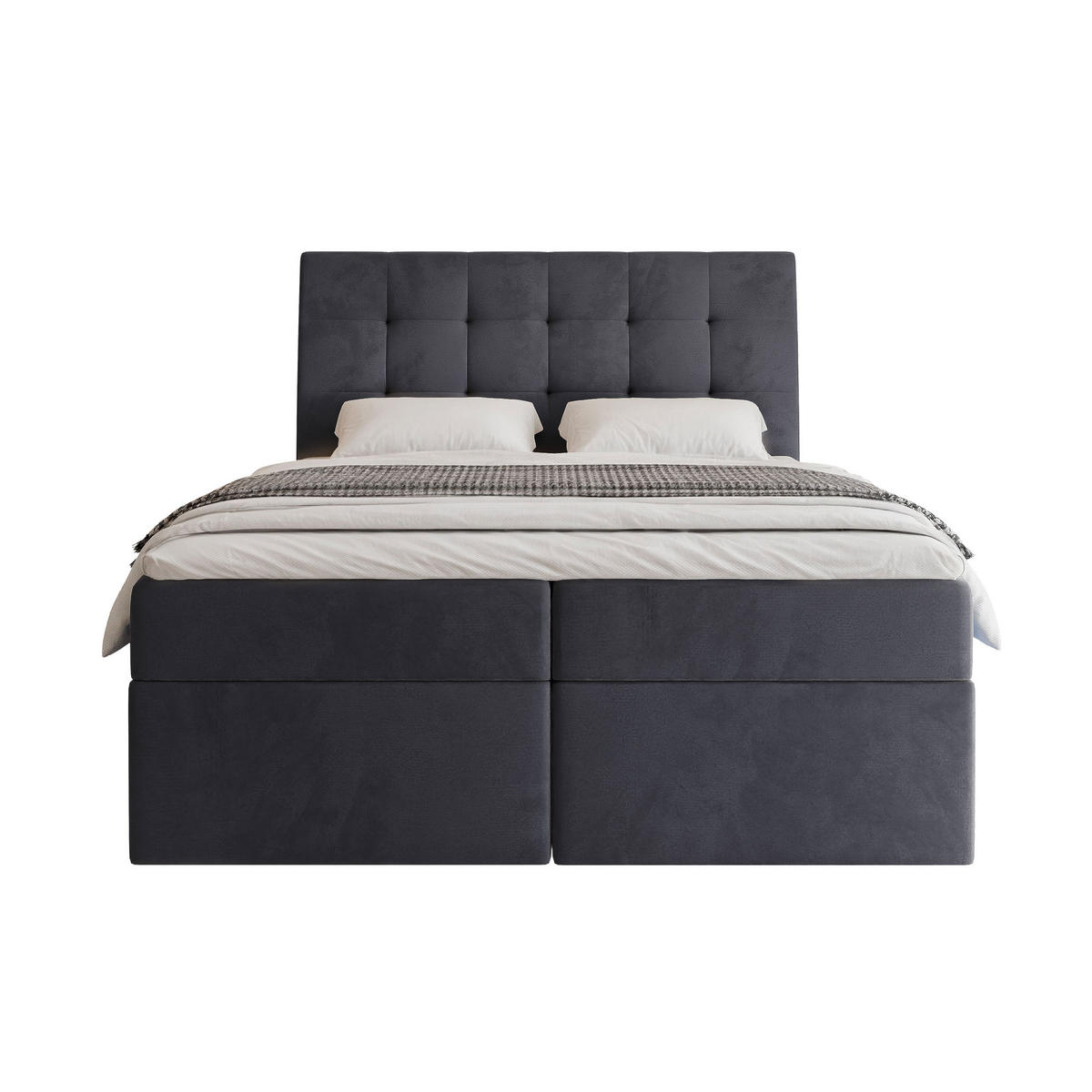 BOXBETT 200x200 cm mit Topper - Anthrazit, Textil (200/200cm) - Idohome