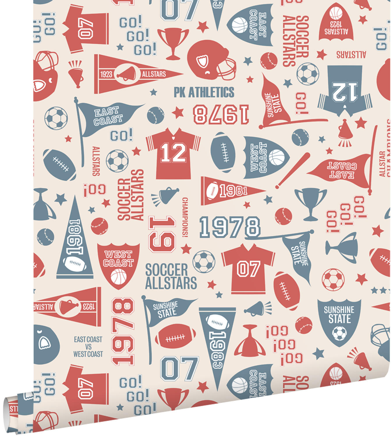 TAPETE Sportthema 50 x 900 cm - Rot, Papier (50/0.1cm) - ESTAhome