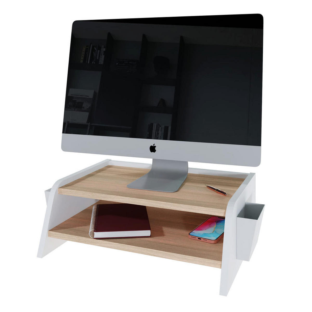 SCHREIBTISCH Wye 110x60 cm – Schwarz mit Wengue Dekor - Schwarz, Holzwerkstoff (60/110/74cm) - Letti Moderni