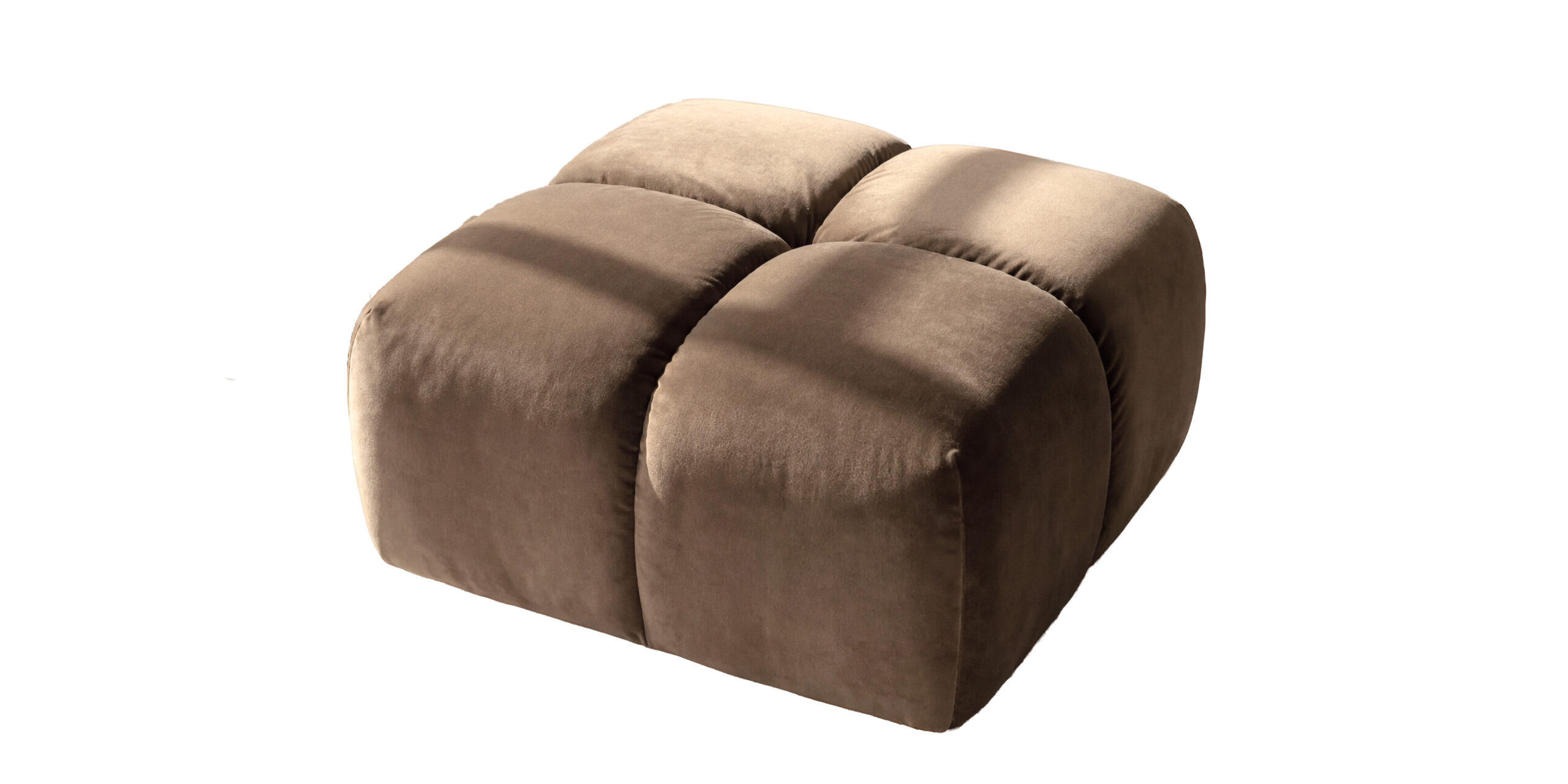 HOCKER, Pouf, Veloursstoff Bluvel, Latte, Averro - Hellbraun, Holz (88/42/88cm) - Kaiser Möbel