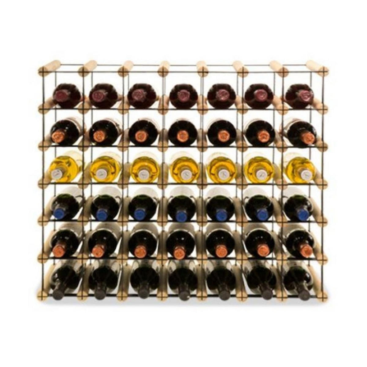WEINREGAL Vinotega Mod Metal 62,5x72,5x24,5 cm 7x6 Flaschen Massives Kiefernholz Natur - Naturfarben, Holz (72.5/62.5/24.5cm) - PROREGAL