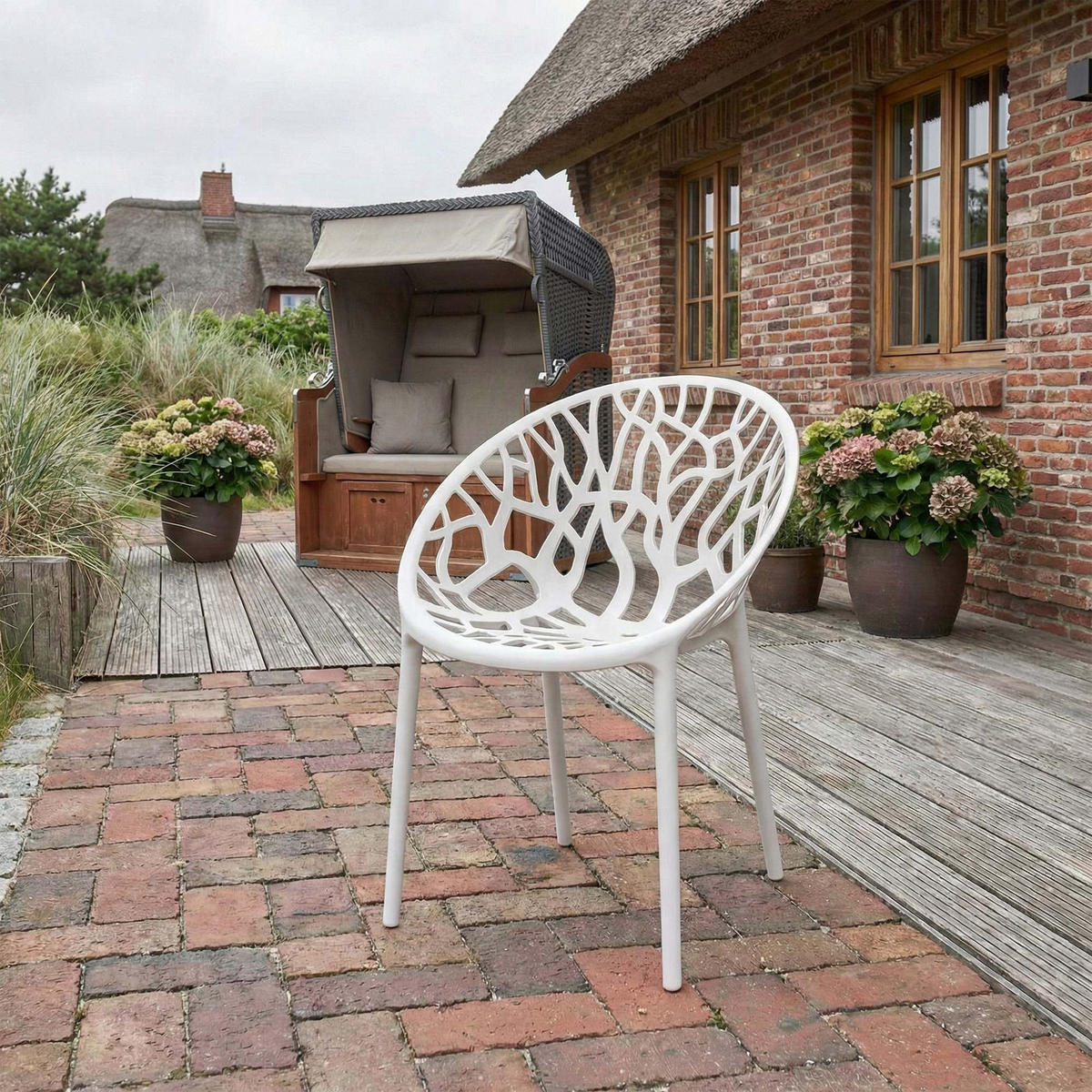 GARTENSTUHL Kunststoff Weiß - Weiß, Kunststoff (59/80/60cm) - CLP