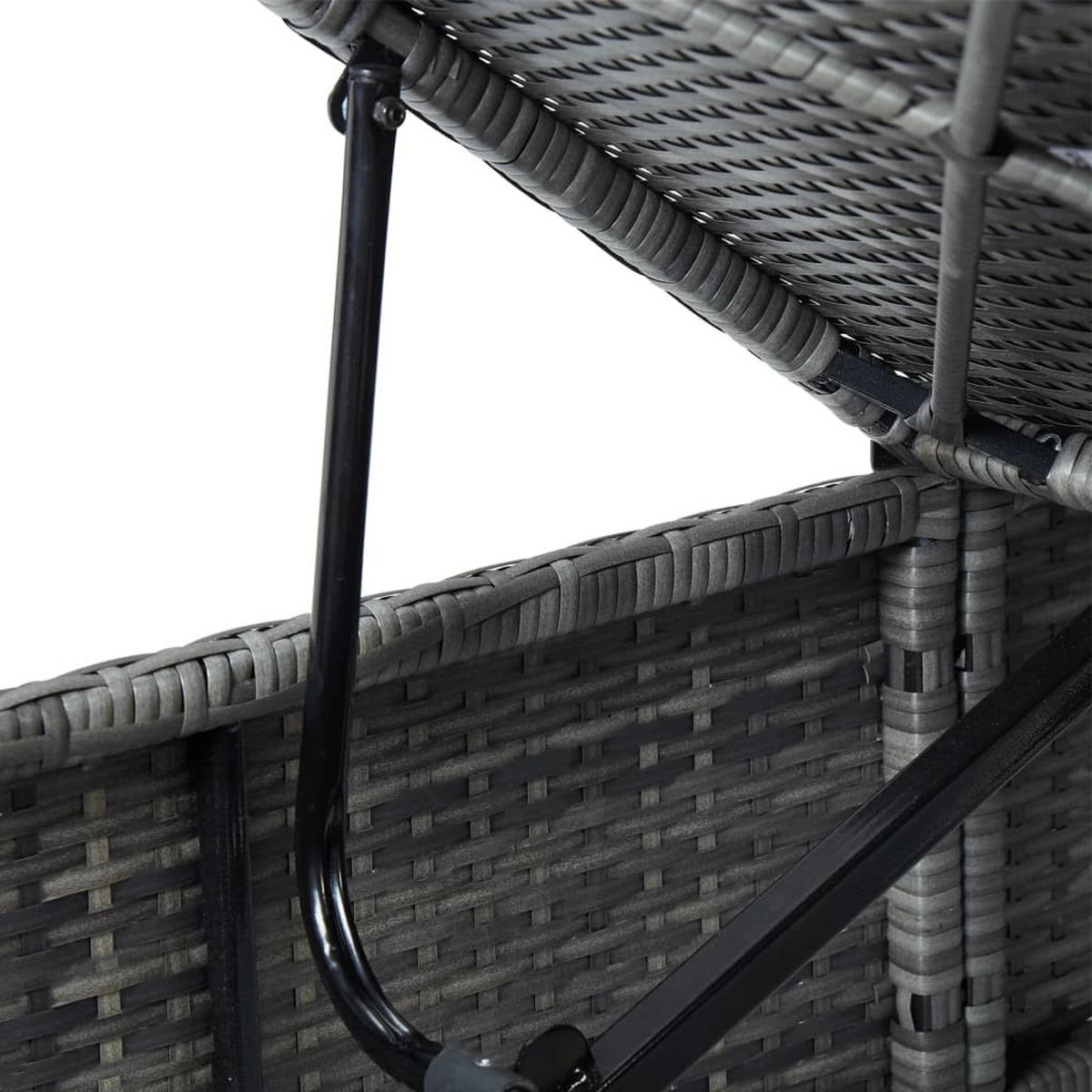 SONNENLIEGE mit Dunkelgrauer Auflage, verstellbar, 195/61,5/33 cm, Grau - Grau, Naturmaterialen/Textil (61.5/75.5/195cm) - vidaXL