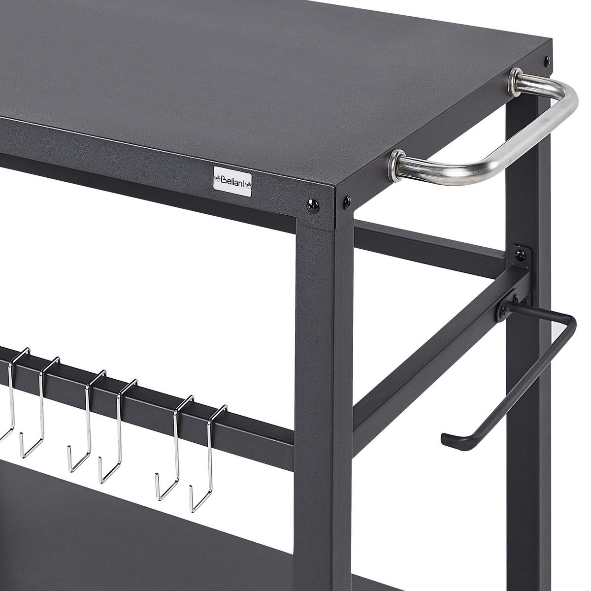 SERVIERWAGEN Schwarz Staletti - Schwarz, Metall (60/83/115cm) - Beliani