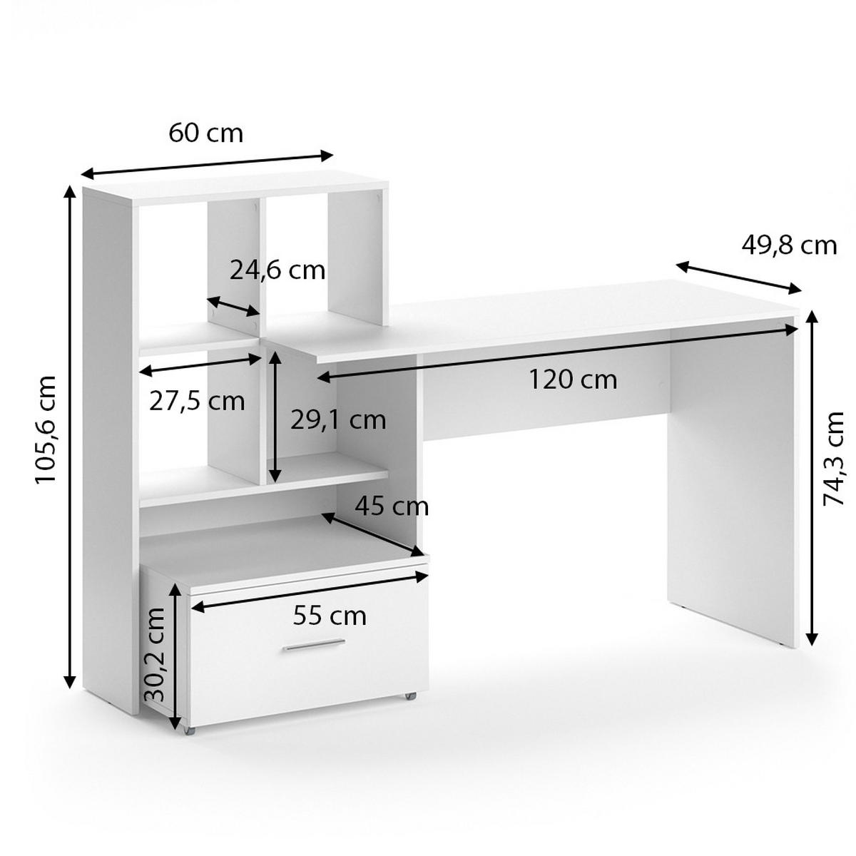 SCHREIBTISCH Lorio Weiß 149.2 x 49.8 cm - Weiß, Holzwerkstoff (49.8/149.2/105.6cm) - Vicco