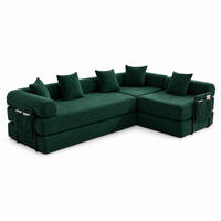 ECKSOFA Cord Smaragdgrün mit Schlaffunktion und Stauraum - Jadegrün, Textil/Metall (270/180cm) - WISHDOR