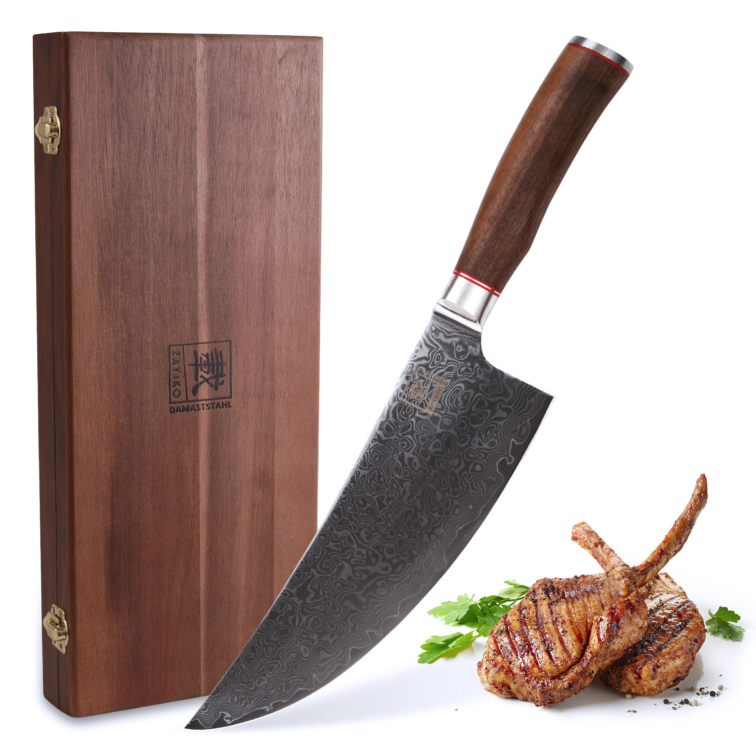 WIEGEMESSER 19,5 cm - Nussbaumfarben, Holz/Metall (34cm) - Zayiko