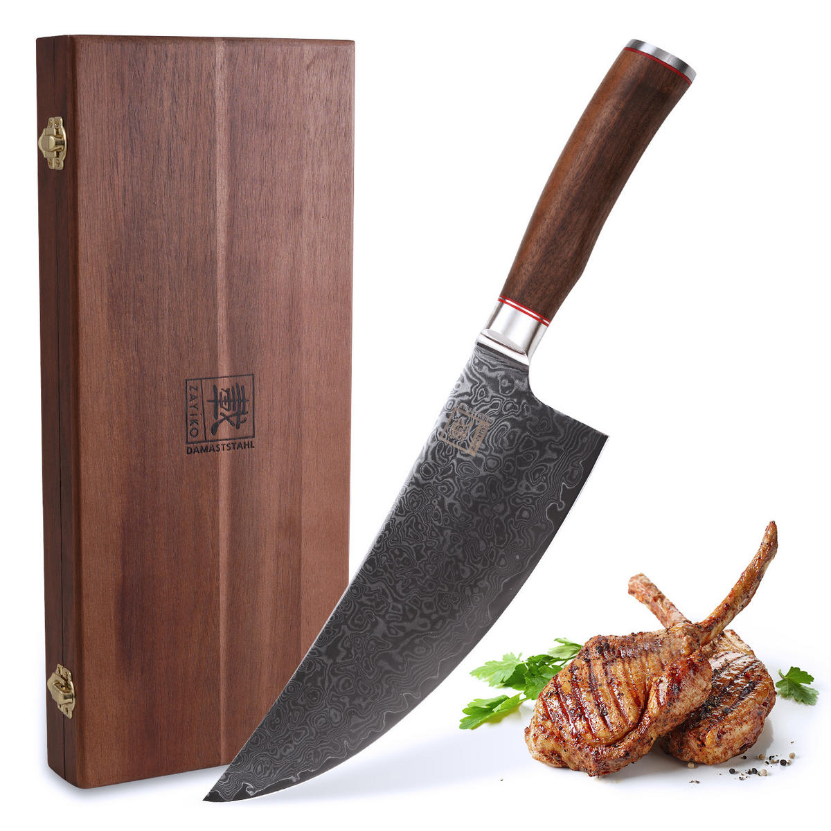 WIEGEMESSER 19,5 cm - Nussbaumfarben, Holz/Metall (34cm) - Zayiko