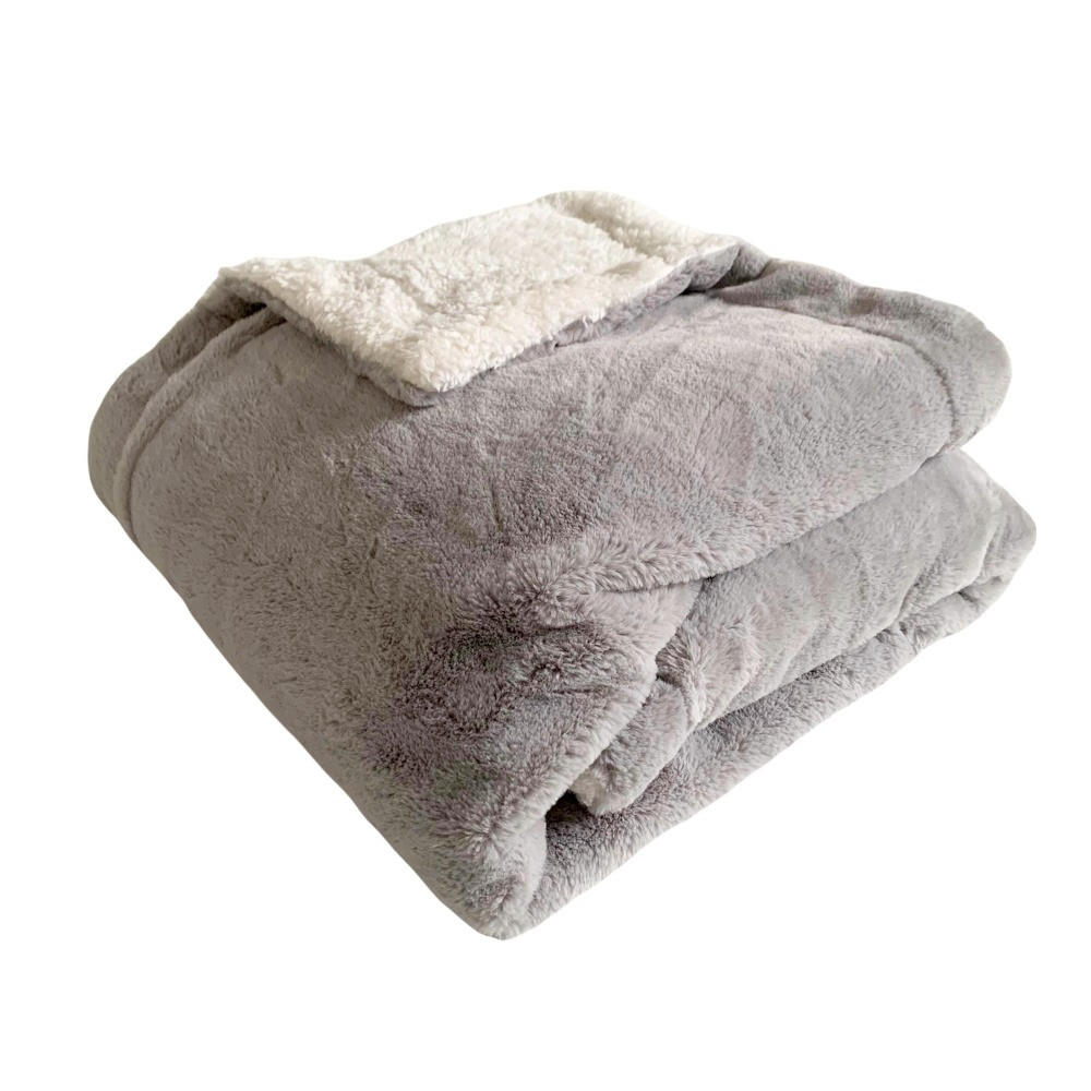 PLAID Fleecedecke XL Nachahmung "Kaninchen" 220 x 240 Light Grey - Grau, Textil (220/240cm) - LE COMPTOIR DE LA PLAGE