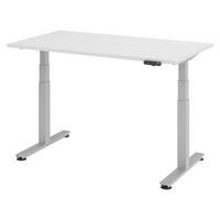 SCHREIBTISCH elektrisch XDSM 80/140/74 cm in Weiß/Silberfarben - Silberfarben/Weiß, Holzwerkstoff (80/140/74cm) - bümö