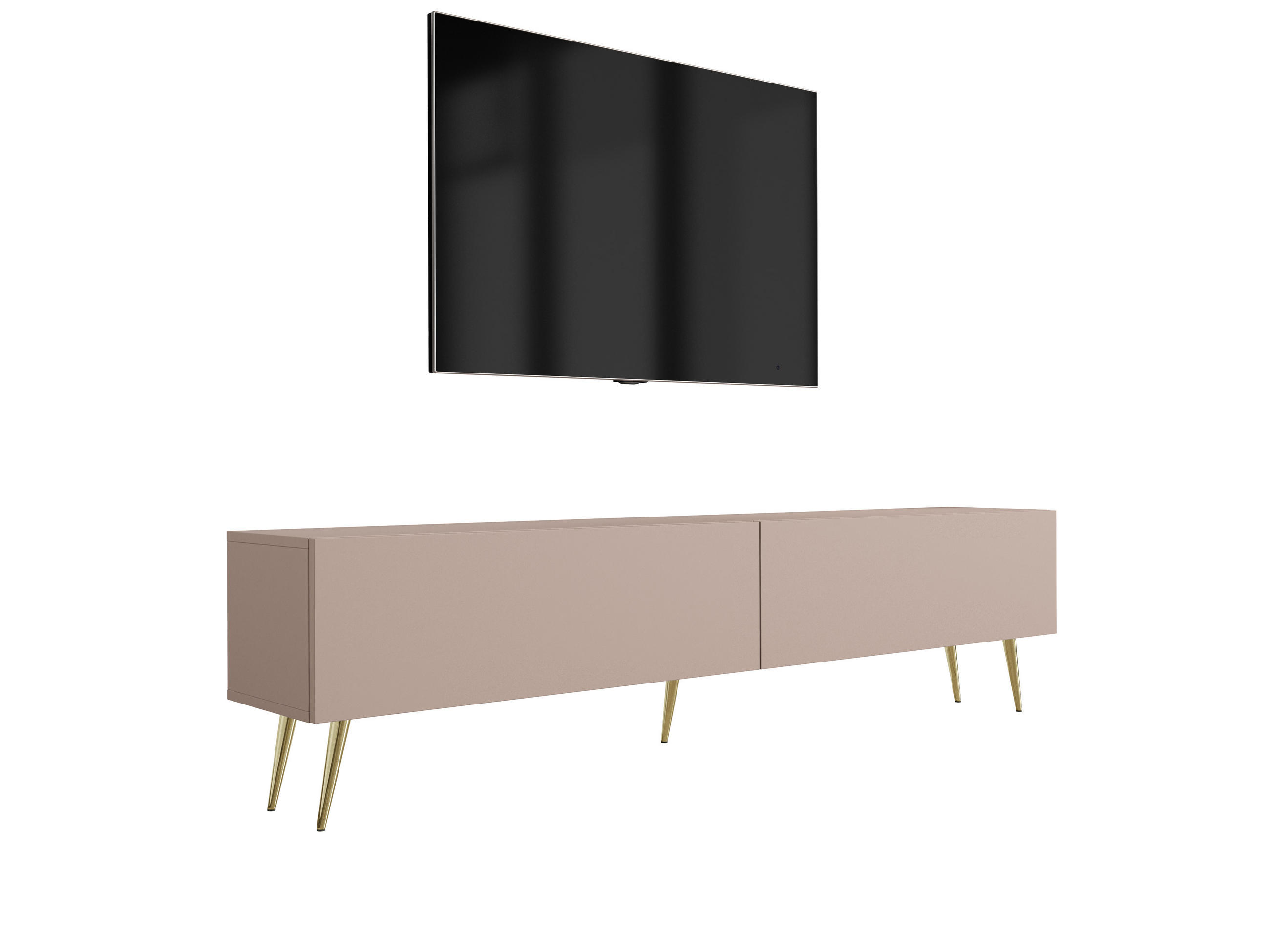 TV-SCHRANK : Karamellbraun, 170 x 52 x 32 cm, Goldene Beine - Goldfarben/Braun, Holzwerkstoff/Metall (170/52/32cm) - 3XE LIVING
