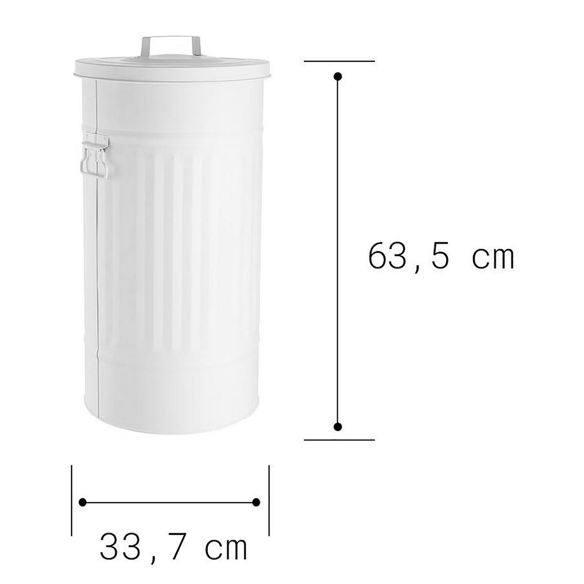 MÜLLTONNE Zinc Oskar - Weiß, Metall (34/64/34cm) - Butlers