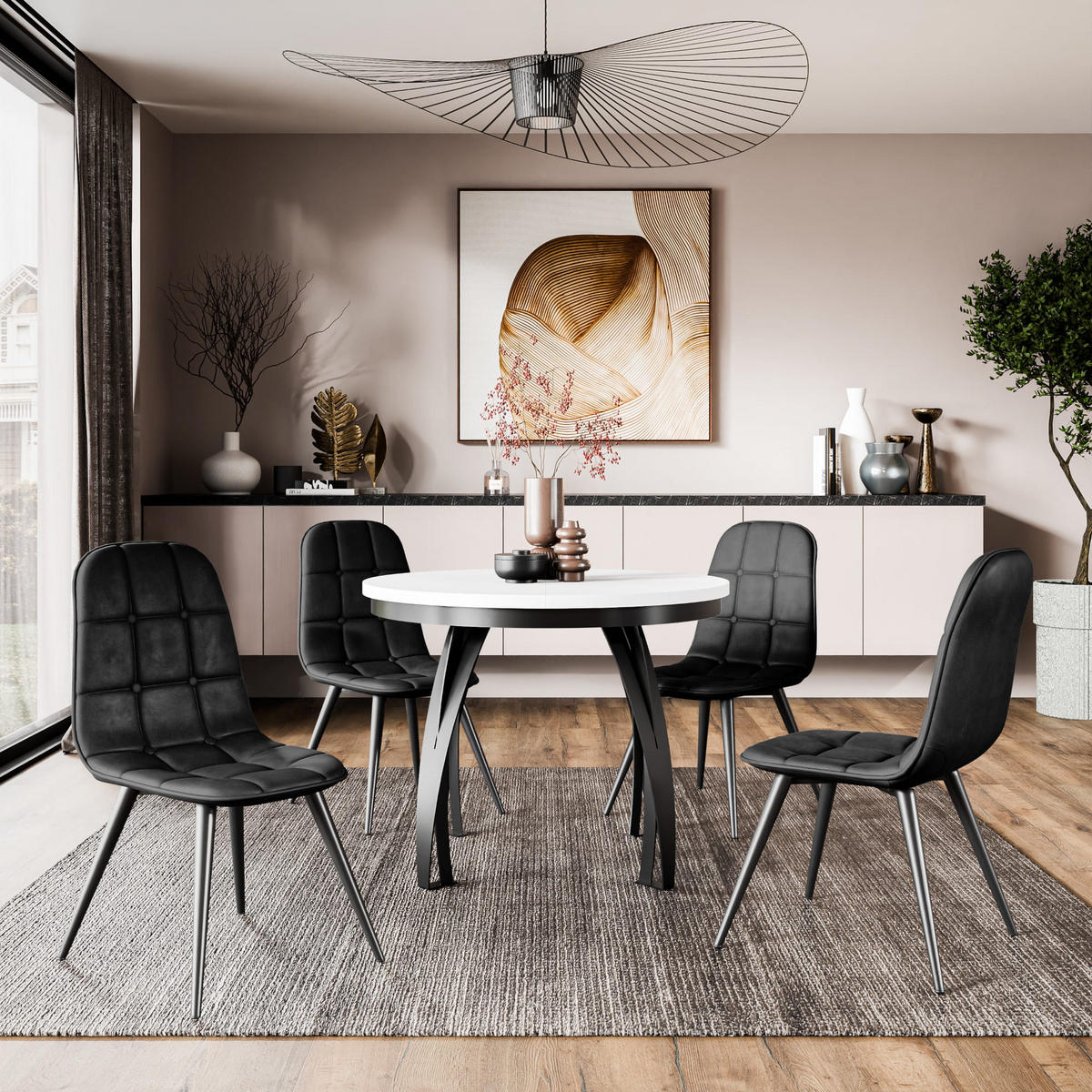STUHL VELVO K417 - Schwarz, Holzwerkstoff/Metall (45/87/56cm) - Meblini